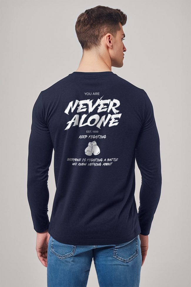 Never Alone, Long Sleeve Μπλούζα σε Μπλε Χρώμα