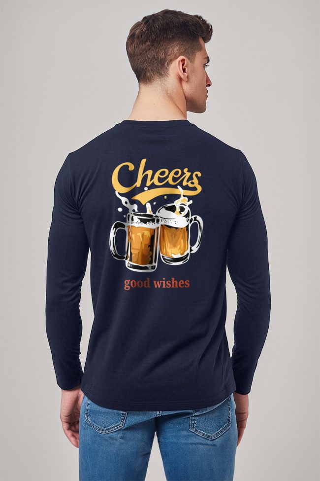 Cheers, Long Sleeve Μπλούζα σε Μπλε Χρώμα