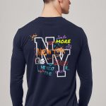 New York Smile More, Long Sleeve Μπλούζα σε Μπλε Χρώμα
