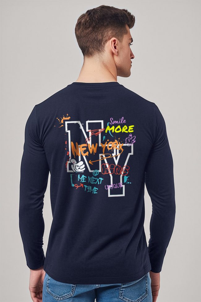 New York Smile More, Long Sleeve Μπλούζα σε Μπλε Χρώμα