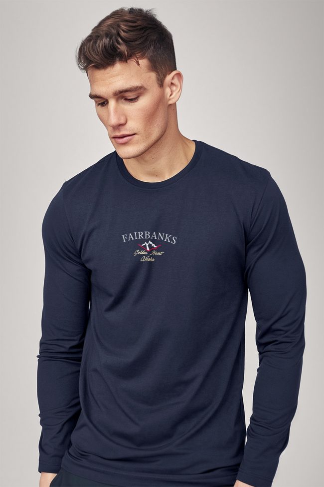 Fairbanks Alaska, Long Sleeve Μπλούζα σε Μπλε Χρώμα