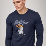 Baseball Teddy, Long Sleeve Μπλούζα σε Μπλε Χρώμα