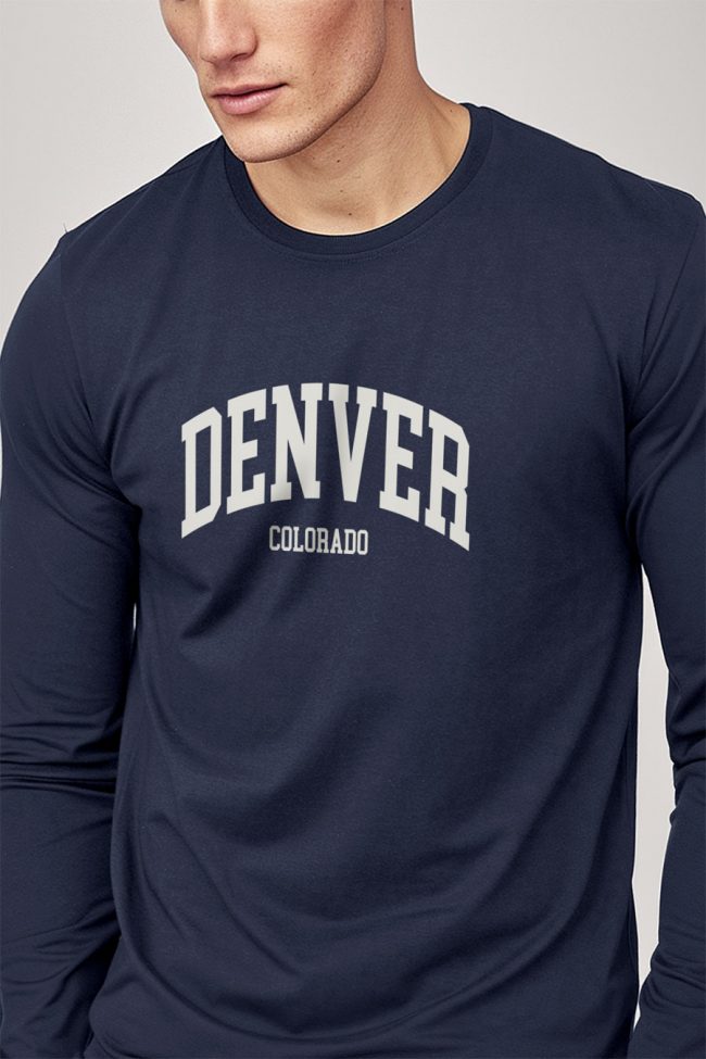 Denver Colorado, Long Sleeve Μπλούζα σε Μπλε Χρώμα