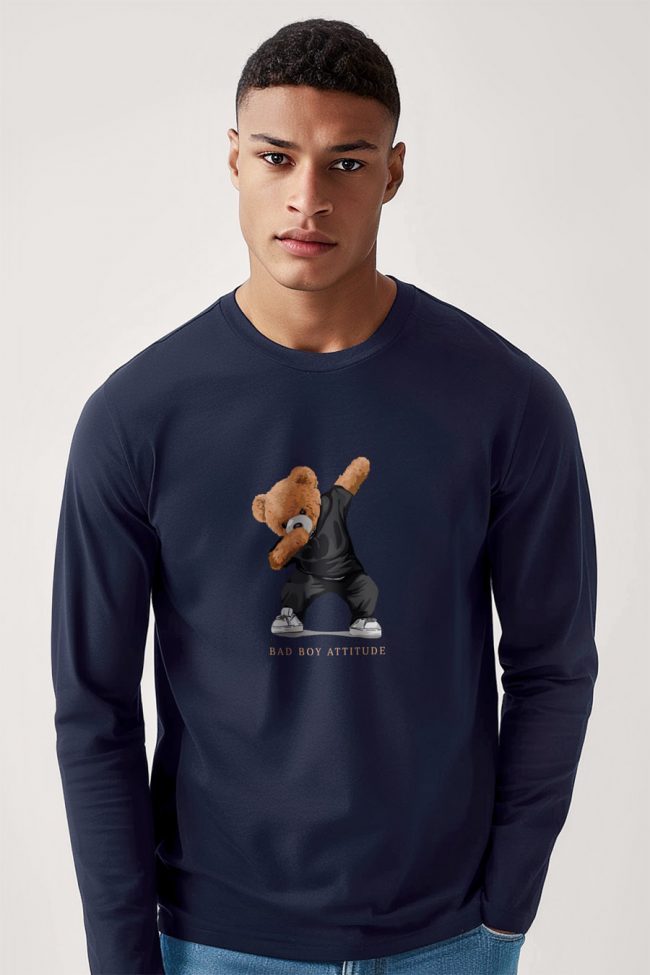 Bad Boy Dubbing Teddy, Long Sleeve Μπλούζα σε Μπλε Χρώμα