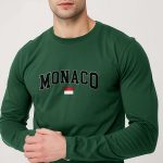 Monaco Flag, Long Sleeve Μπλούζα σε Πράσινο Χρώμα