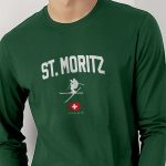 St. Moritz Swiss Alps, Long Sleeve Μπλούζα σε Πράσινο Χρώμα