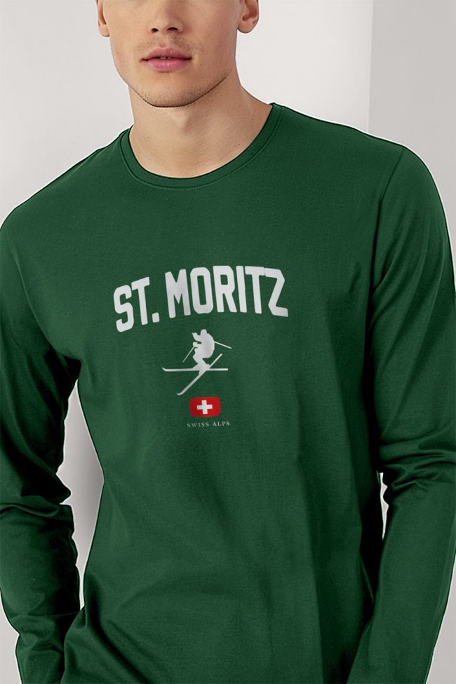 St. Moritz Swiss Alps, Long Sleeve Μπλούζα σε Πράσινο Χρώμα