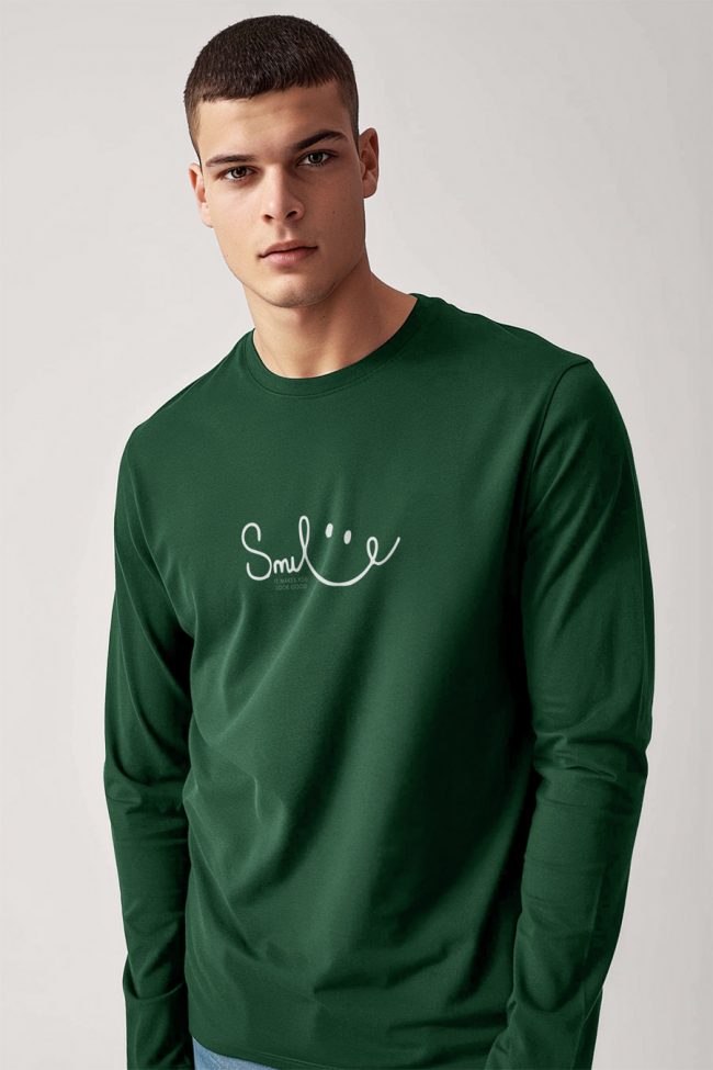 Smile Is Good, Long Sleeve Μπλούζα σε Πράσινο Χρώμα