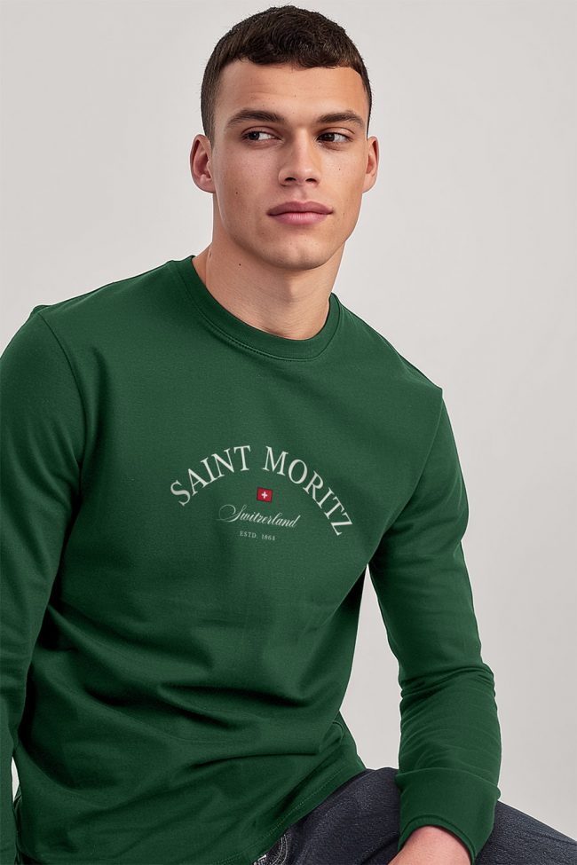 Saint Moritz Switzerland, Long Sleeve Μπλούζα σε Πράσινο Χρώμα