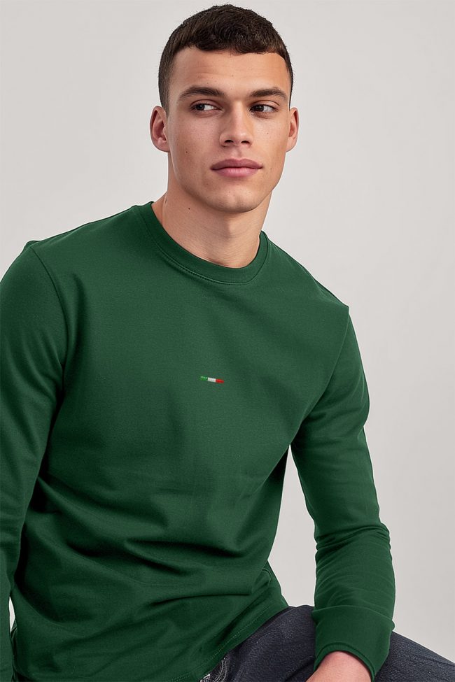 Italian Horizontal Stripe, Long Sleeve Μπλούζα σε Πράσινο Χρώμα