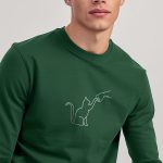 Cat Fist Bump, Long Sleeve Μπλούζα σε Πράσινο Χρώμα