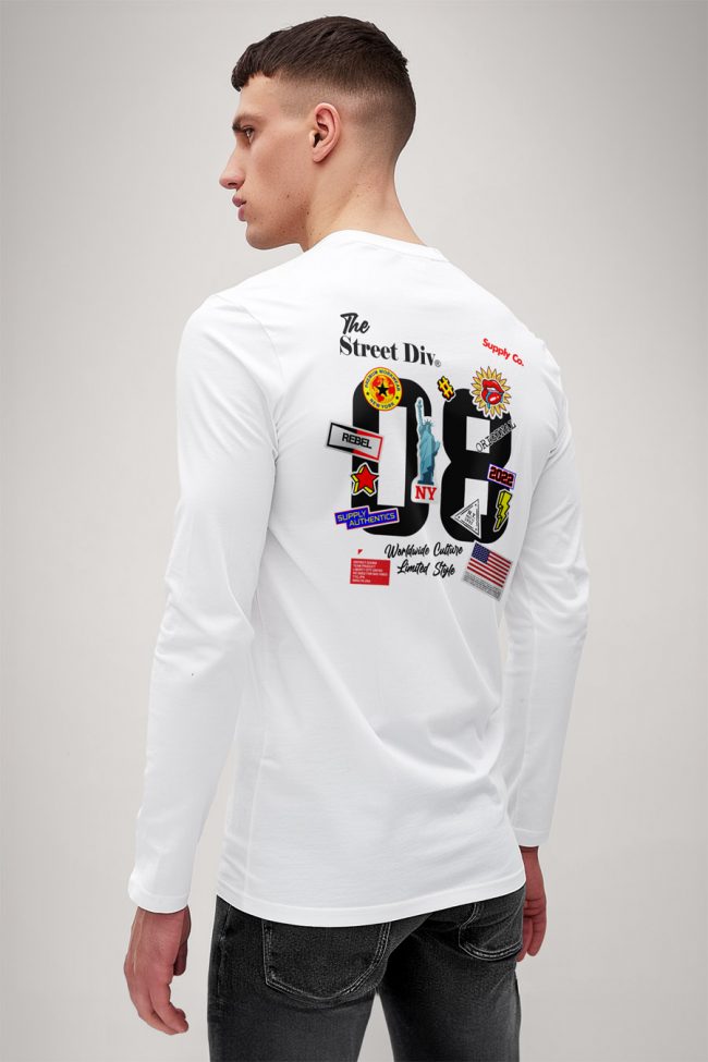 The Street Div, Long Sleeve Μπλούζα σε Λευκό Χρώμα