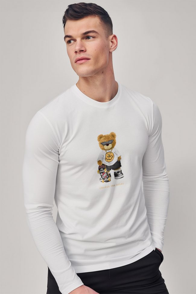 No Rulez Teddy, Long Sleeve Μπλούζα σε Λευκό Χρώμα