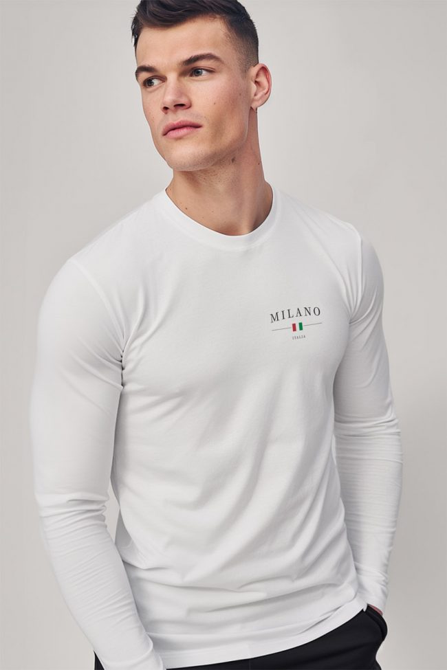 Milano Italia Minimal, Long Sleeve Μπλούζα σε Λευκό Χρώμα