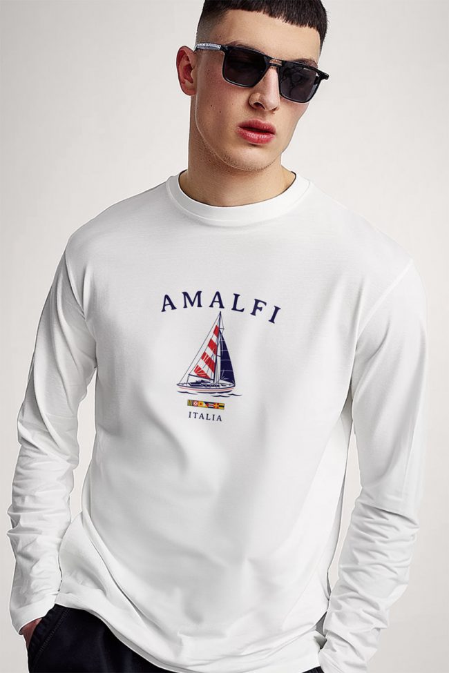 Amalfi Coast, Long Sleeve Μπλούζα σε Λευκό Χρώμα