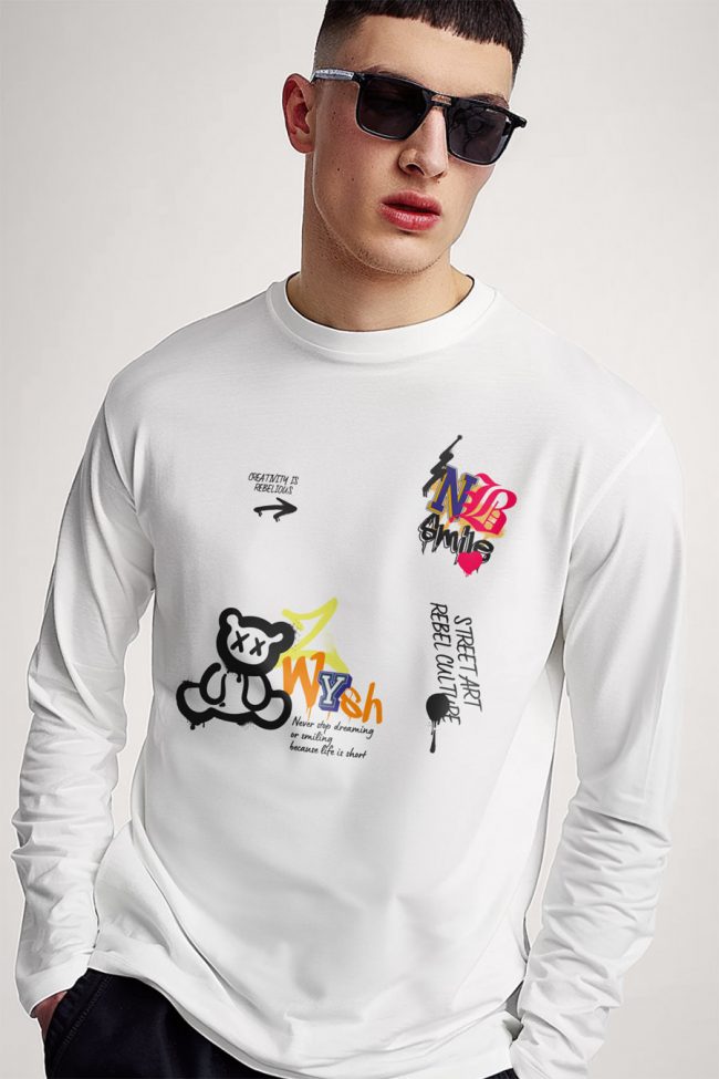 Creative Rebel, Long Sleeve Μπλούζα σε Λευκό Χρώμα