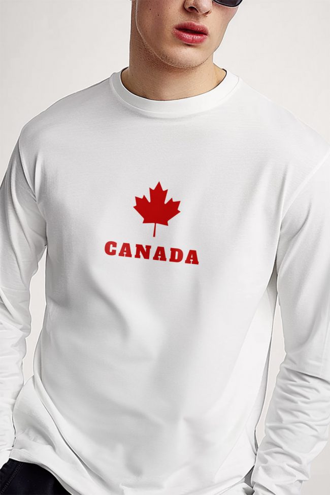 Canada, Long Sleeve Μπλούζα σε Λευκό Χρώμα