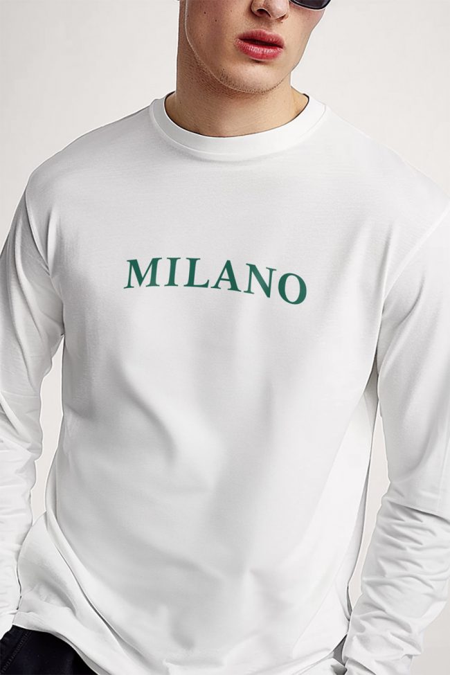 Milano Green, Long Sleeve Μπλούζα σε Λευκό Χρώμα