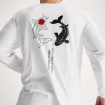 Yin Yang Koi Fish, Long Sleeve Μπλούζα σε Λευκό Χρώμα