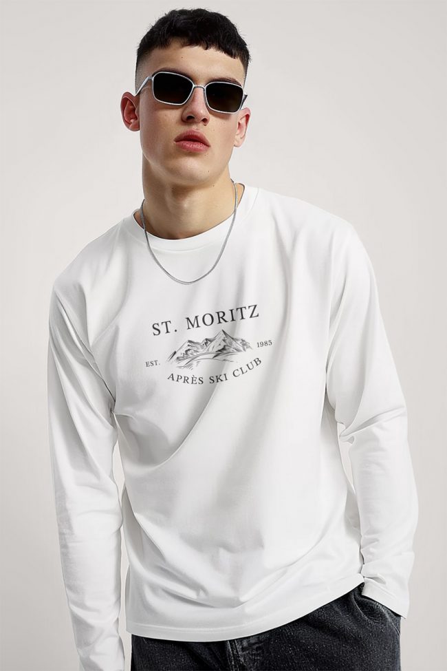St. Moritz Est. 1985, Long Sleeve Μπλούζα σε Λευκό Χρώμα