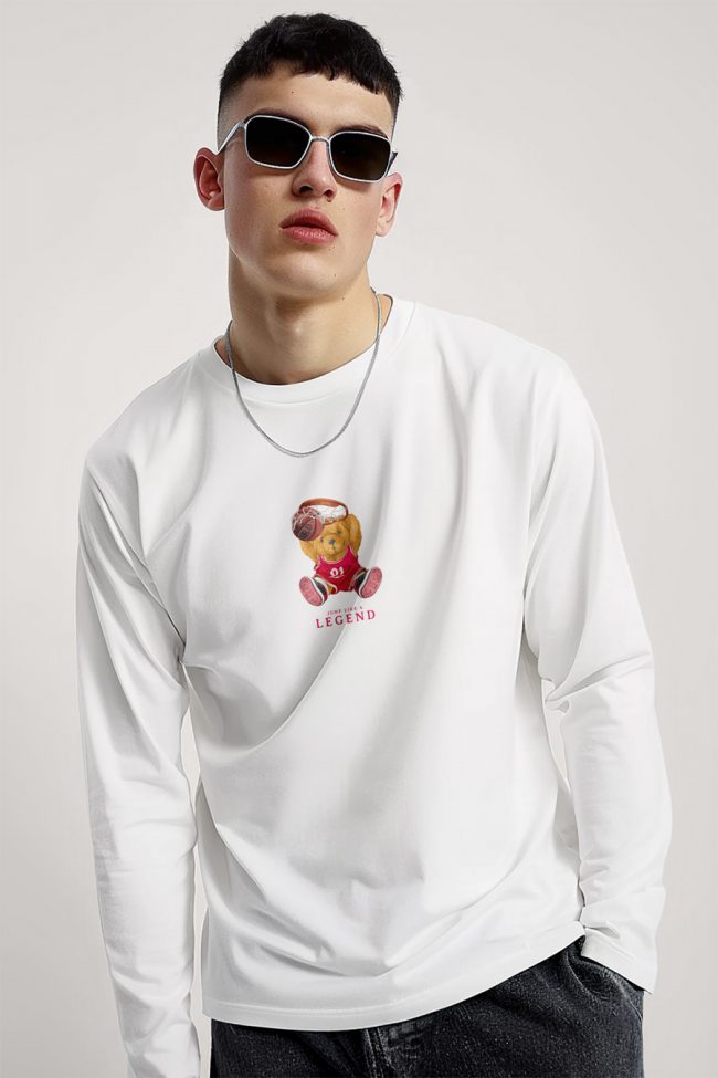 Alley Oop Teddy, Long Sleeve Μπλούζα σε Λευκό Χρώμα