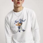 Baseball Teddy, Long Sleeve Μπλούζα σε Λευκό Χρώμα
