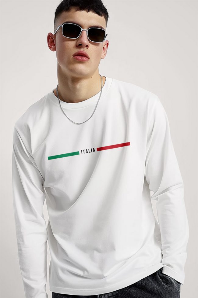 Italia Red Green, Long Sleeve Μπλούζα σε Λευκό Χρώμα