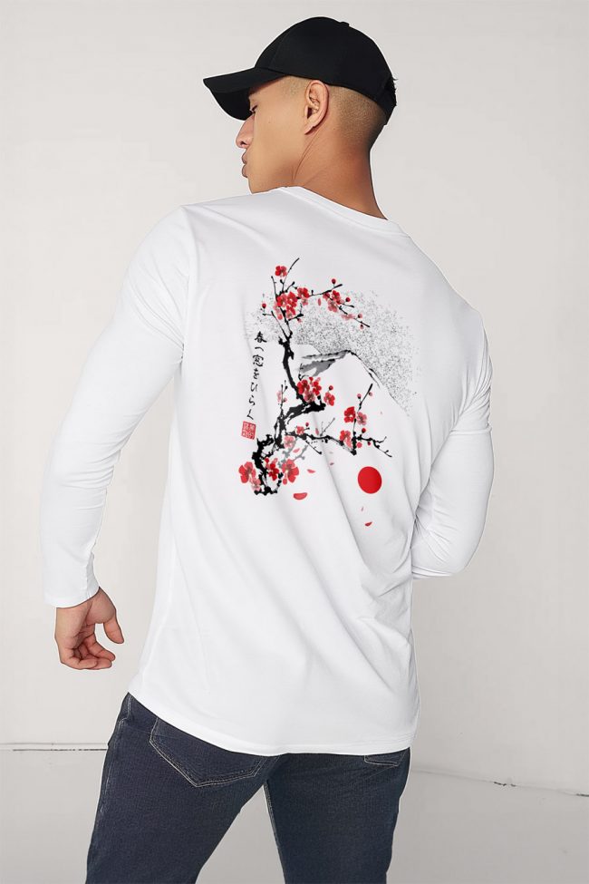 Sakura, Long Sleeve Μπλούζα σε Λευκό Χρώμα