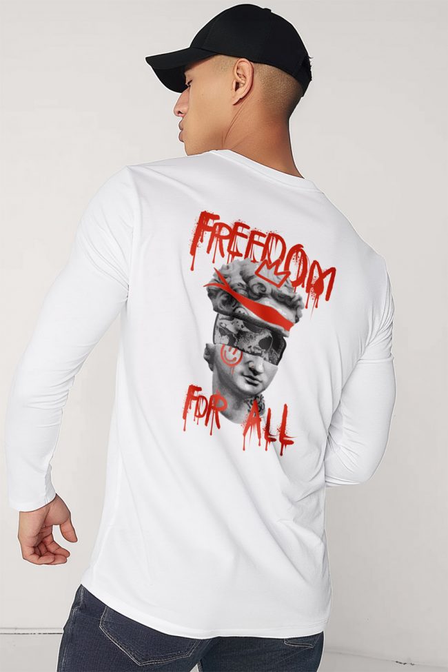 Freedom For All, Long Sleeve Μπλούζα σε Λευκό Χρώμα