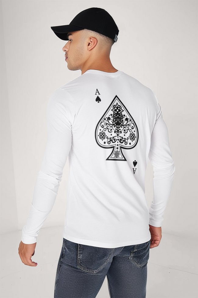 Gothic Ace, Long Sleeve Μπλούζα σε Λευκό Χρώμα