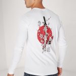 Ninja Cat, Long Sleeve Μπλούζα σε Λευκό Χρώμα