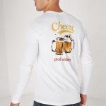 Cheers, Long Sleeve Μπλούζα σε Λευκό Χρώμα