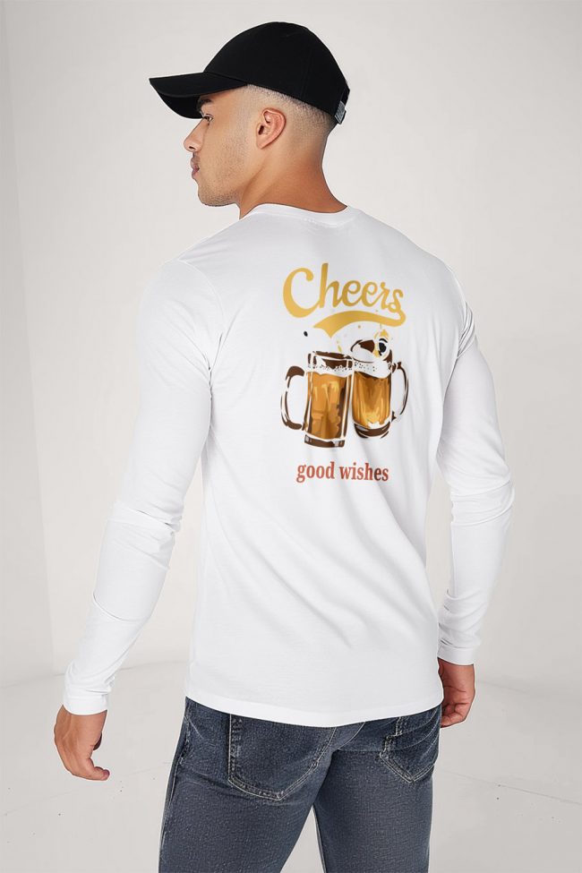 Cheers, Long Sleeve Μπλούζα σε Λευκό Χρώμα