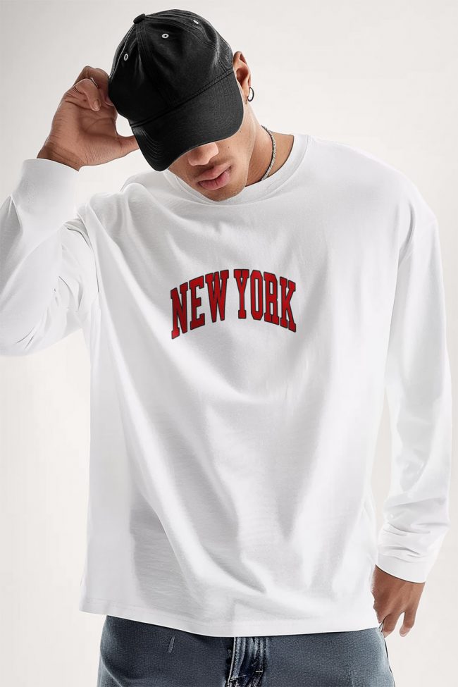 New York Red, Long Sleeve Μπλούζα σε Λευκό Χρώμα