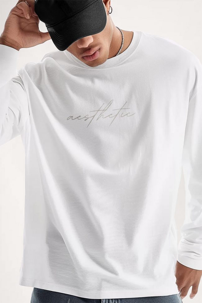 Aesthetic, Long Sleeve Μπλούζα σε Λευκό Χρώμα
