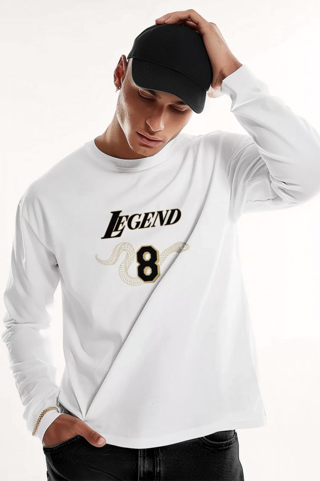 Legend 8, Long Sleeve Μπλούζα σε Λευκό Χρώμα