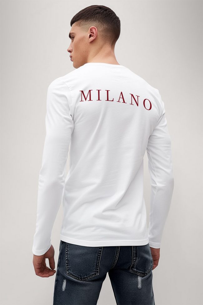 Milano Italy, Long Sleeve Μπλούζα σε Λευκό Χρώμα