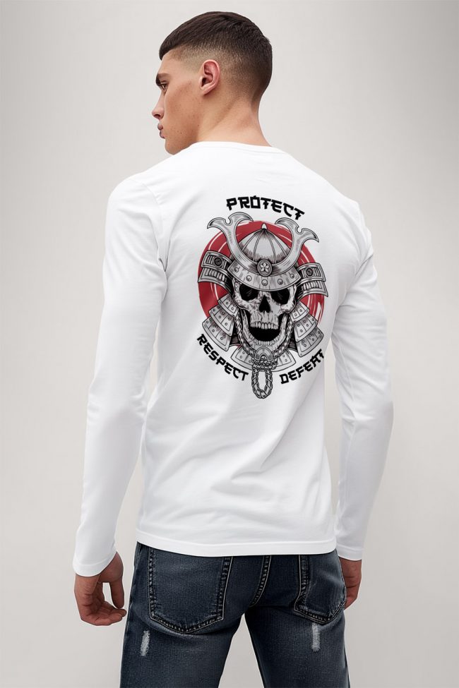Samurai Warrior, Long Sleeve Μπλούζα σε Λευκό Χρώμα