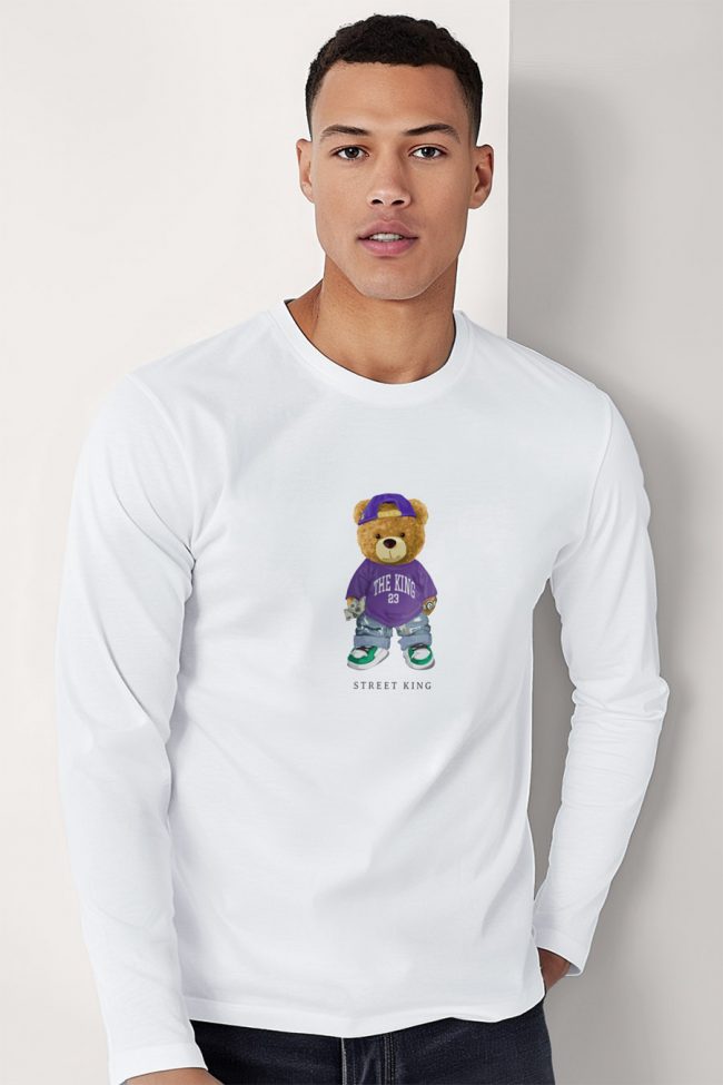 Street King Teddy, Long Sleeve Μπλούζα σε Λευκό Χρώμα