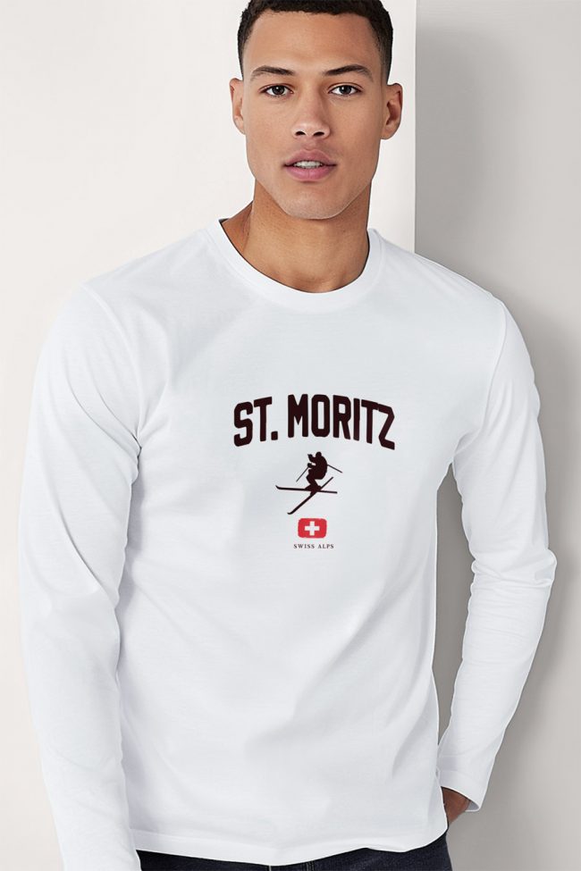 St. Moritz Swiss Alps, Long Sleeve Μπλούζα σε Λευκό Χρώμα