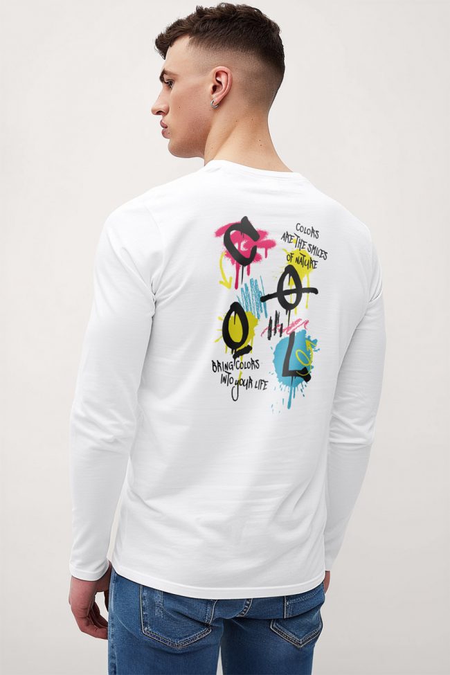 Cool Colorful Life, Long Sleeve Μπλούζα σε Λευκό Χρώμα