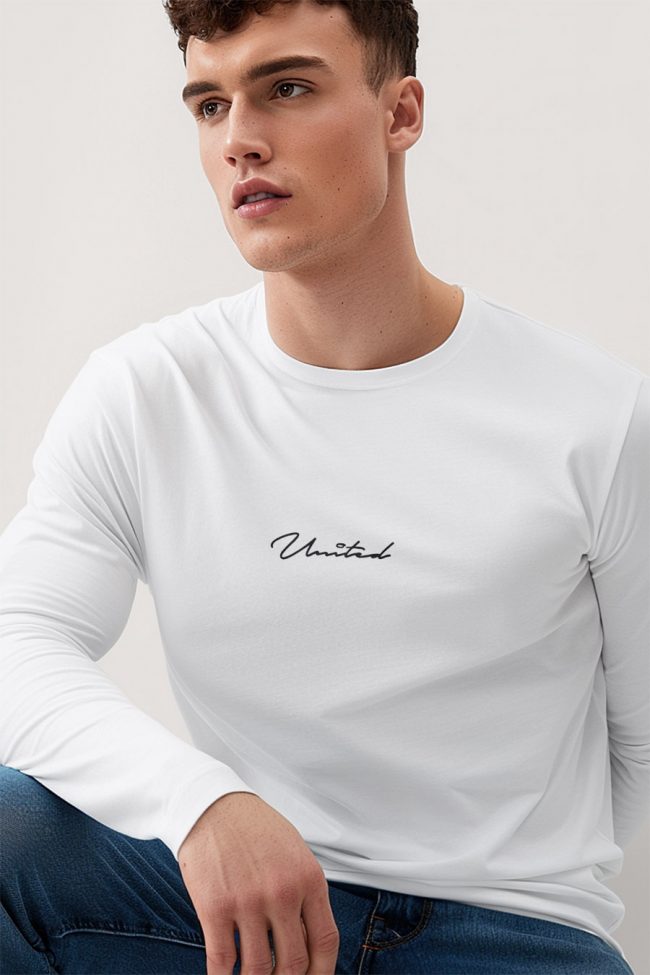 Calligraphy United, Long Sleeve Μπλούζα σε Λευκό Χρώμα