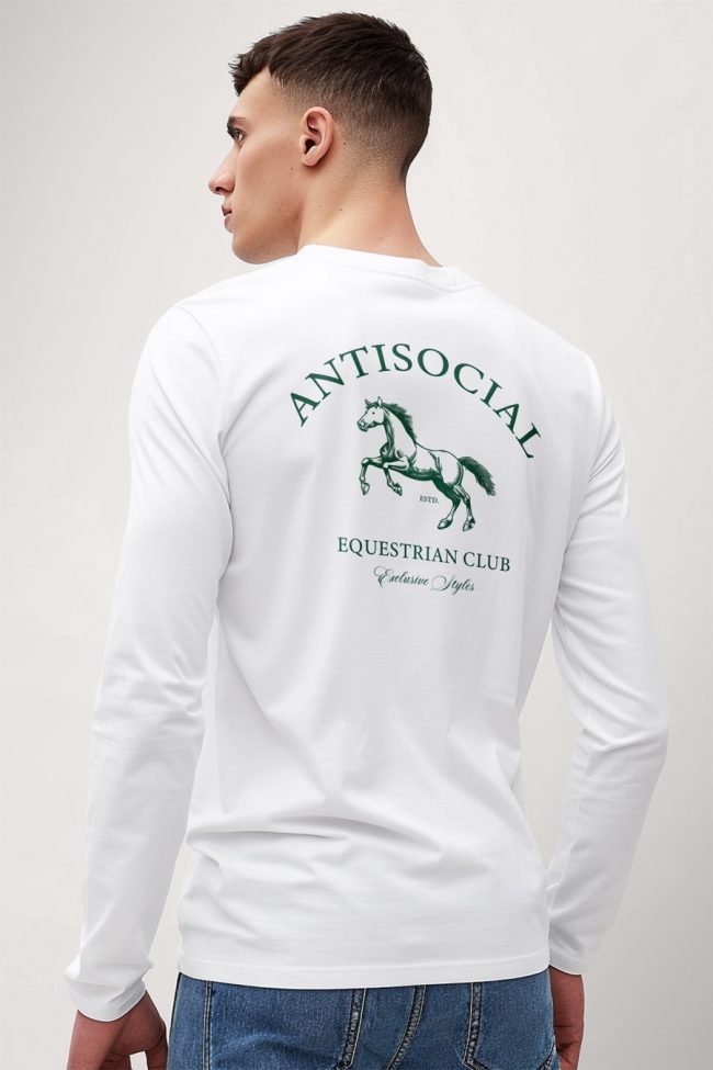 Antisocial Club, Long Sleeve Μπλούζα σε Λευκό Χρώμα