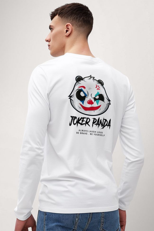 Joker Panda, Long Sleeve Μπλούζα σε Λευκό Χρώμα