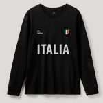Italia Bold, Long Sleeve Μπλούζα σε Μαύρο Χρώμα