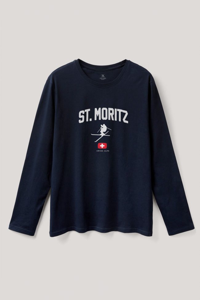 St. Moritz Swiss Alps, Long Sleeve Μπλούζα σε Μπλε Χρώμα