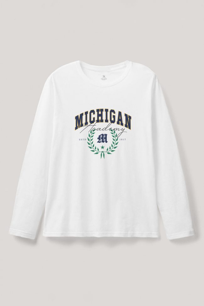 Michigan Academy, Long Sleeve Μπλούζα σε Λευκό Χρώμα