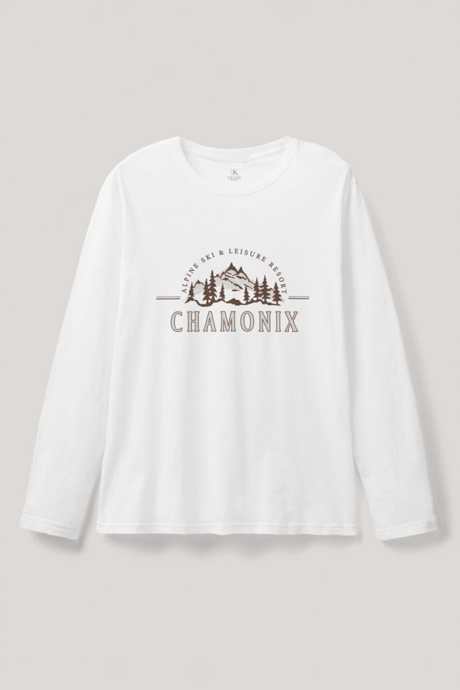 Chamonix Alpine Ski, Long Sleeve Μπλούζα σε Λευκό Χρώμα