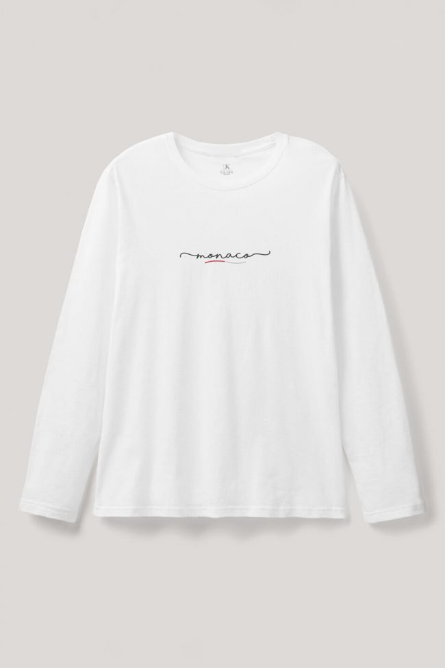 Monaco Calligraphy, Long Sleeve Μπλούζα σε Λευκό Χρώμα