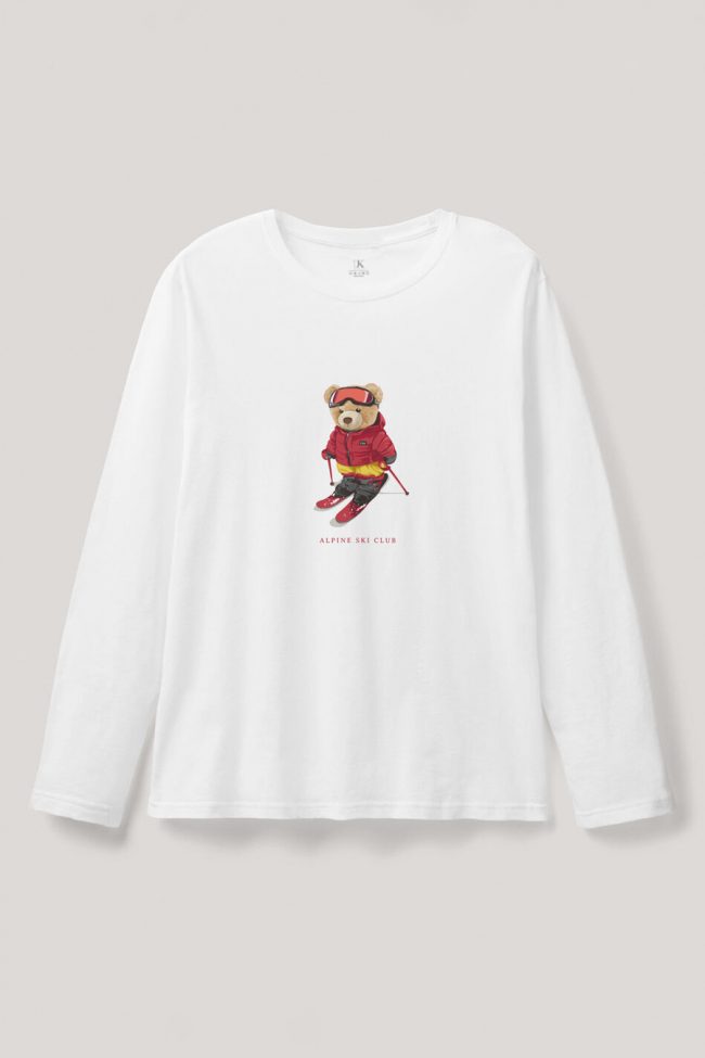 Ski Club Teddy, Long Sleeve Μπλούζα σε Λευκό Χρώμα